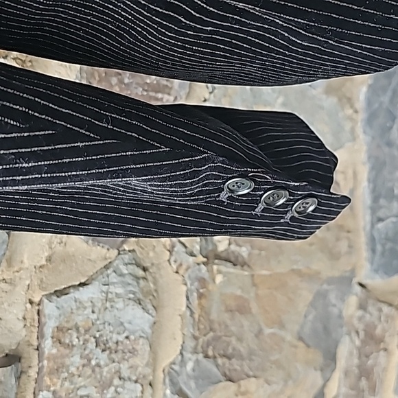 Theory Velvet Black Pinstripe Button Front Blazer Size:LG - Picture 8 of 11